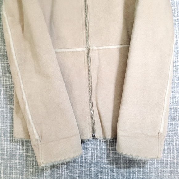 Y2K Guess Suede Soft Faux Fur Lined Coat Light Tan Women's M - Picture 11 of 12